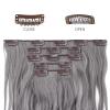 HSPJHTM Grey Hair Extensions Wave Clip in Hair Extension Women Halloween 18" Synthetic Hair Extention 5PCS Long Wavy Gray Thick Hair Pieces for Full Head view 3