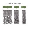 HSPJHTM Grey Hair Extensions Wave Clip in Hair Extension Women Halloween 18" Synthetic Hair Extention 5PCS Long Wavy Gray Thick Hair Pieces for Full Head view 4