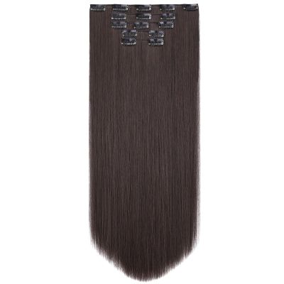 HSPJHTM Dark Brown Hair Extension Clip in Hair Extensions for Women Halloween hair extentions 22" Synthetic Hair Extension 5PCS Long Straight Natural Thick Hair Pieces for Girls Full Head