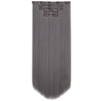 HSPJHTM Grey Hair Extensions Clip in Hair Extension for Women Halloween 22" Synthetic Hair Extention 5PCS Long Straigh Natural Thick Hair Pieces for Full Head Dark gray