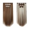 HSPJHTM Clip in Hair Extensions Brown Hair Extension For Women Halloween 22" Long Straight Synthetic Hair Pieces Full Head 5PCS BrownBlonde view 1