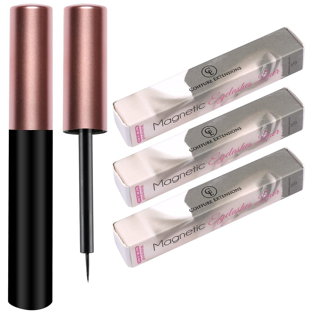 [3 Pack] Coiffure Extensions Magnetic Eyeliner, Black, Waterproof, Natural Looking, Smudge Proof Magnetic Eyelashes Eyeliner