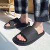 Pillow Sandals Women Massage Shower Bathroom 2021 Summer Non-Slip Quick Drying Open Toe Platform Casual Slippers,Black-EU38/39Women'sUS7.5-8.5/Men'sUS6-6.5 view 2