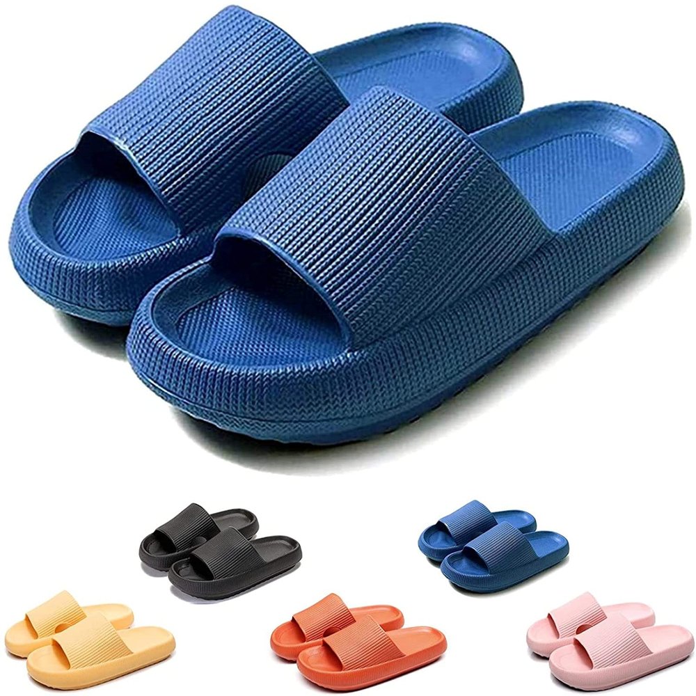 Pillow Sandals Women Massage Shower Bathroom 2021 Summer Non-Slip Quick Drying Open Toe Platform Casual Slippers,Blue-EU42/43Women'sUS10.5-11/Men'sUS8.5-9.5