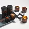 2 oz Round Amber Glass Jars, Bumobum 70 pack Cream Jars with Black Lids, Black and White Labels & Inner Liners, Empty Cosmetic Containers for Cream, Lotion view 3