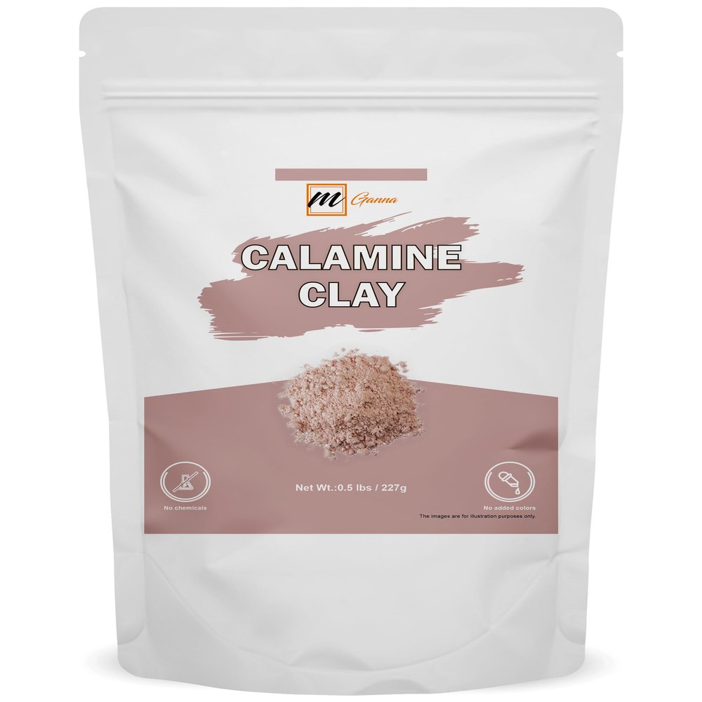 mGanna 100% Natural Calamine Clay Powder for Hair Masks, Scrubs, Lotion and Soap Making 0.5 LBS / 227 GMS