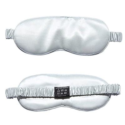 100% Natual Pure Mulberry Silk Sleep Mask Blandfold with Comfortable and Softest Eye Mask Silk Feeling for Sleeping (Silver)