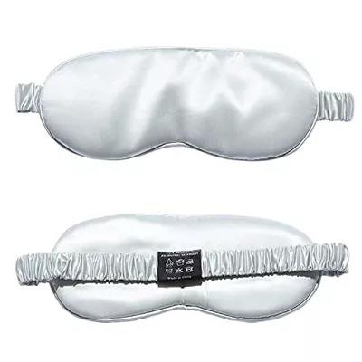 100% Natual Pure Mulberry Silk Sleep Mask Blandfold with Comfortable and Softest Eye Mask Silk Feeling for Sleeping (Silver)