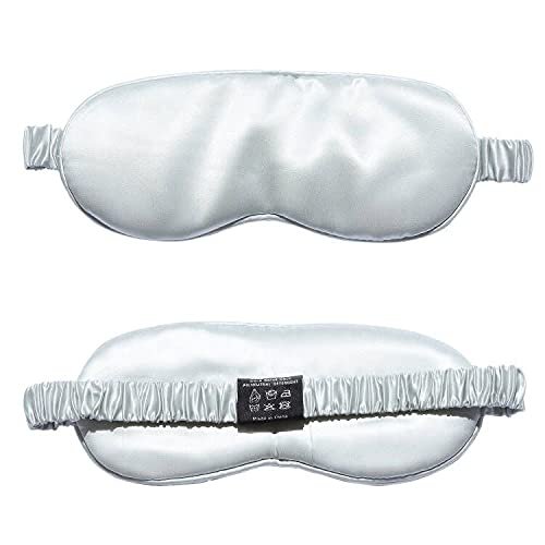 100% Natual Pure Mulberry Silk Sleep Mask Blandfold with Comfortable and Softest Eye Mask Silk Feeling for Sleeping (Silver)