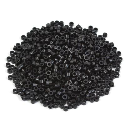 1000 Pcs Silicone Lined Micro Rings Beads 5mm Hair Extentions Beads for I Tip Hair Extensions (Black)