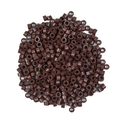 1000 Pcs Silicone Lined Micro Rings Beads 5mm Hair Extentions Beads for I Tip Hair Extensions (Brown)