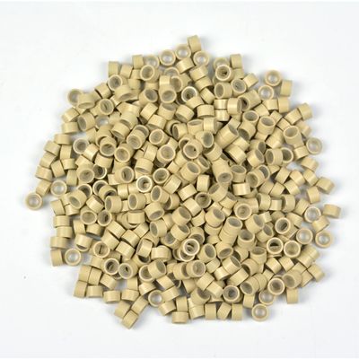 1000 Pcs Silicone Lined Micro Rings Beads 5mm Hair Extentions Beads for I Tip Hair Extensions (Blonde)