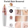 Facial Hair Remover for Women,Nose Hair Trimmer Rechargeable 2-1 Eyebrow Razor Portable Electric Shaver Painless Hair Remover Device for Face Nose Peach Fuzz Body Beard Lips Chin Female Hair Removal view 2