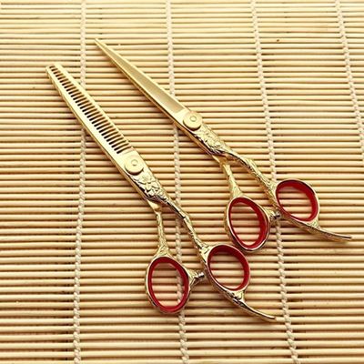 Hair Cutting Scissors, 18 K Tungsten Steel Hair Salon Cutting Barber Haircut Thinning Shear Scissors Hairdressing Hair Tools Scissors BY KKZY (Color : Deep Blue)