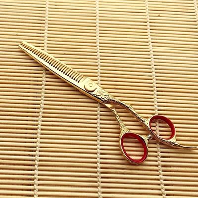 Hair Cutting Scissors, 18 K Tungsten Steel Hair Salon Cutting Barber Haircut Thinning Shear Scissors Hairdressing Hair Tools Scissors BY KKZY (Color : Red)