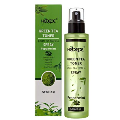 Hebepe Green Tea Matcha Facial Toner Mist with Peppermint, Refreshing, Moisturizing, and Soothing Face Toner, with Jojoba Oil, Castor Oil, Snail Filtrate,120ml