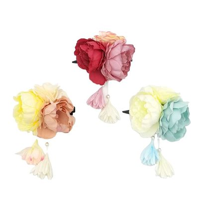 Japanese Hair Clips Kimono Floral Hair Barrettes Retro Hair Accessories Pearl Tassel Hair Pins For Women Girls Headwear Styling Tools,Pack Of 3