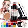Professional Halloween SFX Special Effects Makeup Kits, Fake Blood, Scab Coagulated Blood Gel, 12 Colors Face Body Paint, Wound Modeling Scar Wax With Spatula Tool, Brushes, Stipple Sponge, Adhesive view 1