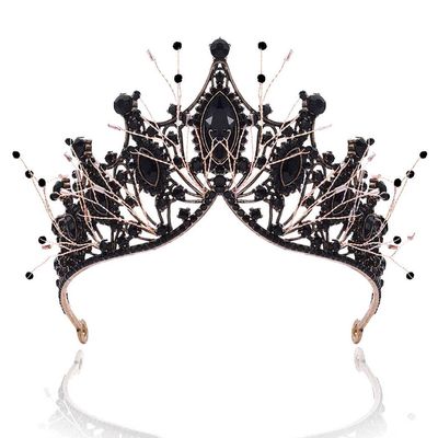 Kilshye Baroque Black Crown Rhinestone Queen Crowns Crystal Vintage Tiara Wedding Bridal Adult Tiaras Prom Costume Hair Accessories for Women (A- Black)