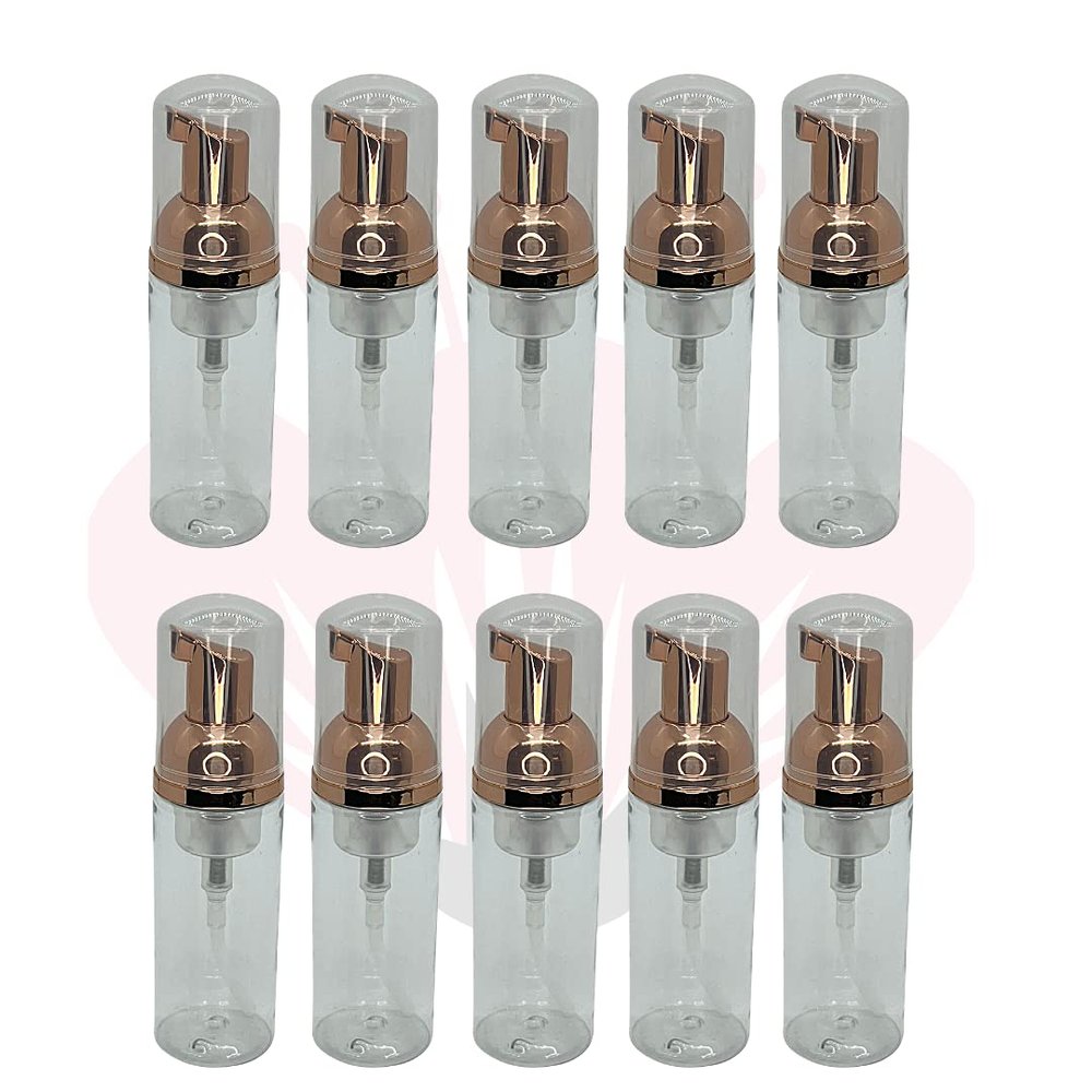 (10 Pieces) 60ml Foaming Pump Bottles Plastic Dispenser | Lash Shampoo, Soap (Rose Gold)