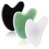 Nuanchu 3 Pieces Gua Sha Facial Tool Natural Resin Stone Board Scraping Facial Massage Gua Sha Scraping Massage Tool for Face, Skin Body Muscle Relaxing Tools(White, Light Green, Black) view 1