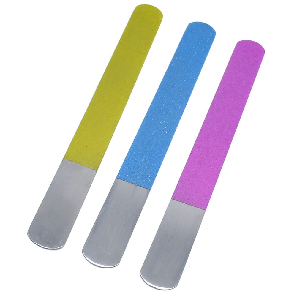 AAProTools Stainless Steel Sapphire Nail File to Clean Your Nail After Cut Or Trim Professional Quality 3 PCS Set (Yellow, Purple & Blue)