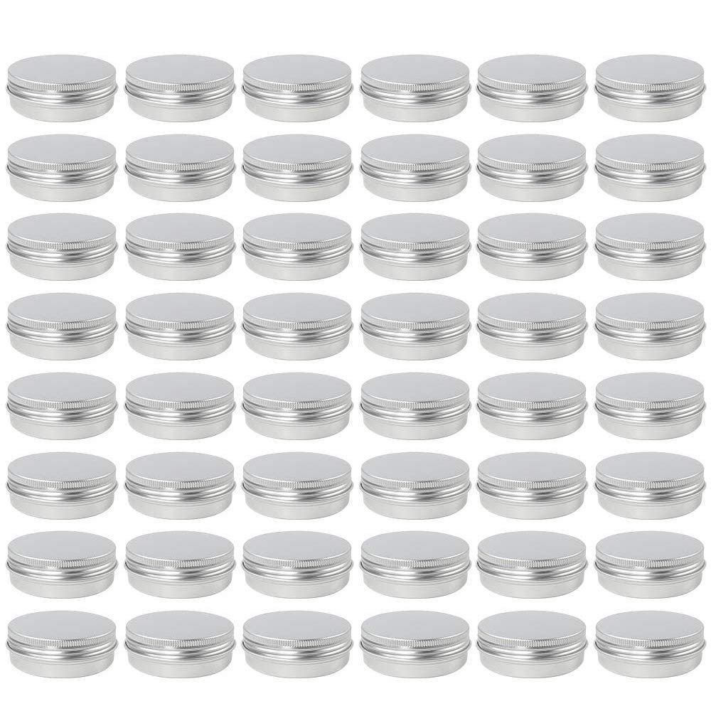 48 Pack Mini Silver Aluminum Storage Jar Containers Refillable Cosmetic Facial Care Cream Bottle with Screw Cap for Cosmetic,Lip Balm, Cream Home Storage10g