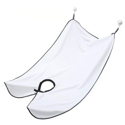 arhujion New Male Beard Shaving Apron Care Clean Hair Adult Bibs Shaver Holder Bathroom Organizer Gift for Man White(Withhook)