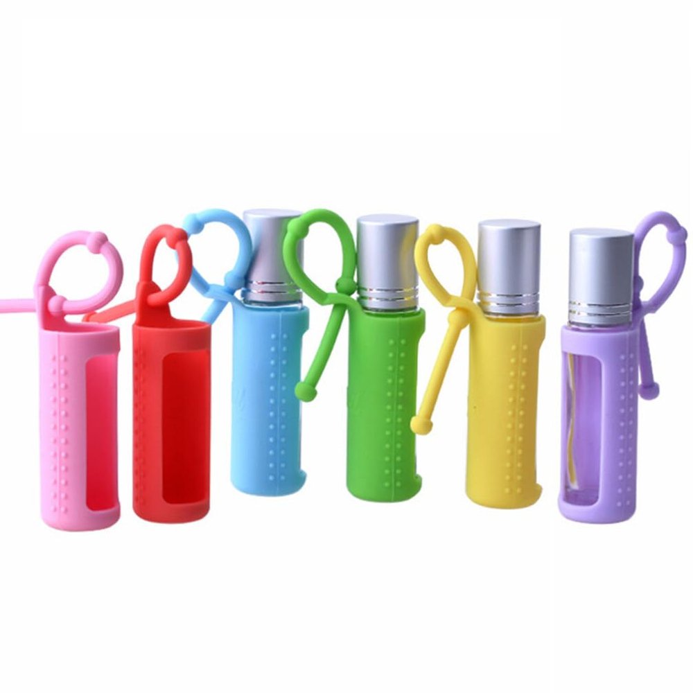 SOLUSTRE 6pcs essential oil carrying case travel holder keychain Essential Oil bottle case Perfume roller bottle covers Empty Travel Bottle chopstick rest with hook