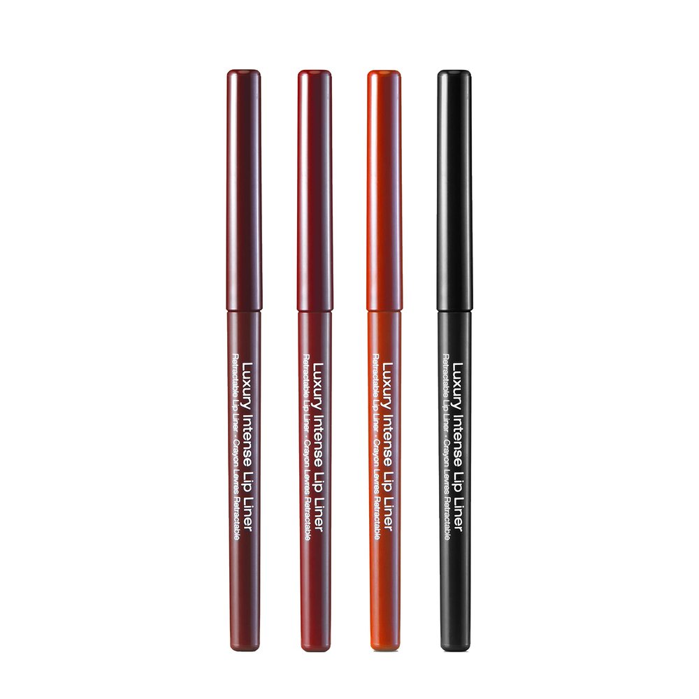 Kiss New York Luxury Intense Lip Liner 4 PACK (Dark Plum Purple, Deep Red, Bright Red, Black)