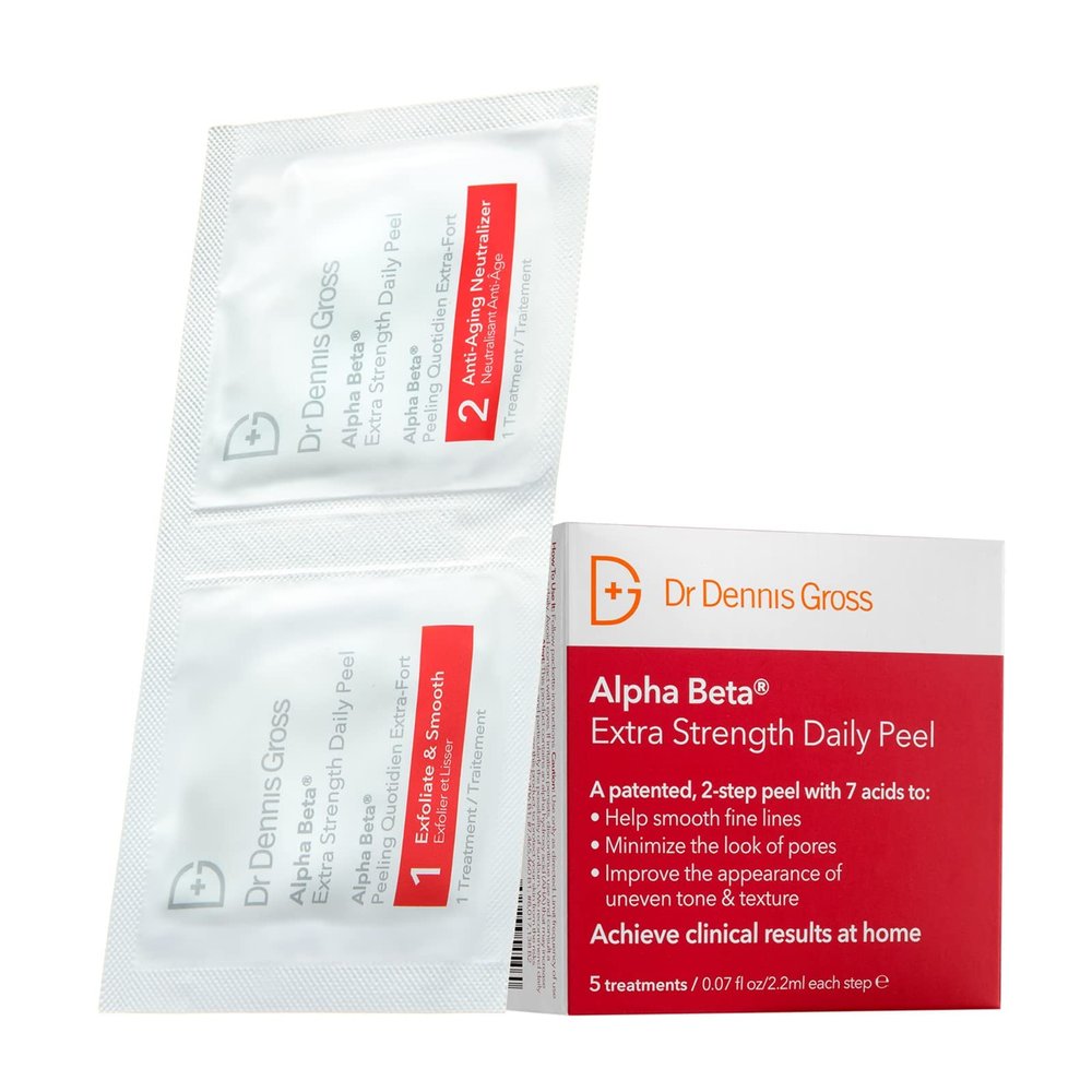 Dr. Dennis Gross Alpha Beta Extra Strength Daily Peel 2-Step Exfoliating Pads for Enhanced Anti-Aging, Smoother Skin, and Radiant Complexion, 5 Treatments