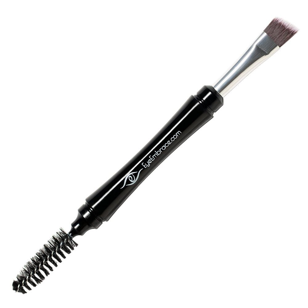 Eye Embrace Pro Grip Angled Eyebrow Brush and Spoolie Premium Quality Brow Makeup Brush