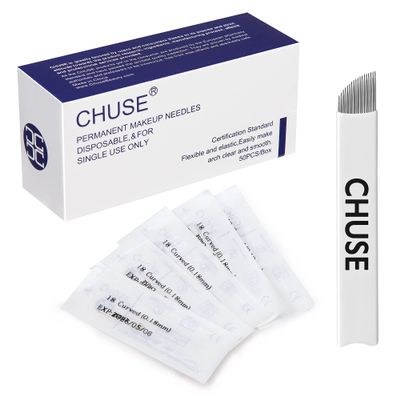 CHUSE 18 Curved 50pcs 0.18mm Nano Mircoblading Needle Permanent Makeup Manual Eyebrow Tattoo Needle
