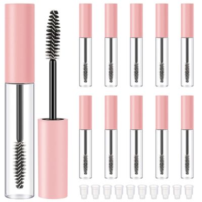 Beaupretty 10pcs Empty Mascara Tubes Reusable Eyelash Cream Containers Built Brush Leak Makeup Dispenser for Eyelash and Lip Products Transparent Design