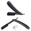 Barber Classic Style Manual Shaving Razor - Straight Edge Hair Shaving Folding Razor in Black and Silver Design  Stainless Steel Lightweight with Precision Handling All Purpose Hair Shaver view 1