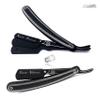 Barber Classic Style Manual Shaving Razor - Straight Edge Hair Shaving Folding Razor in Black and Silver Design  Stainless Steel Lightweight with Precision Handling All Purpose Hair Shaver view 2