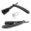 Barber Classic Style Manual Shaving Razor - Straight Edge Hair Shaving Folding Razor in Black and Silver Design  Stainless Steel Lightweight with Precision Handling All Purpose Hair Shaver view 3