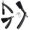 Barber Classic Style Manual Shaving Razor - Straight Edge Hair Shaving Folding Razor in Black and Silver Design  Stainless Steel Lightweight with Precision Handling All Purpose Hair Shaver view 4