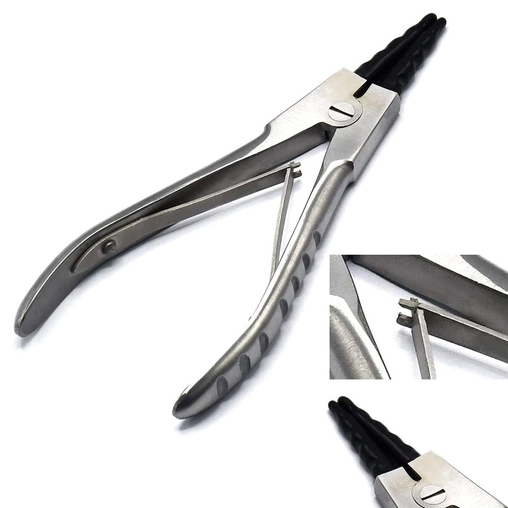 OdontoMed2011 Stainless Steel Ring Opening Pliers - Medium 6" Black Rubber Tips Stainless Steel Ring Opener Body Piercing Tools