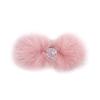 surell Mink Bling Barrette - Fuzzy Bow Shaped Hair Clip - Real Fur Hair Accessory for All Hair Types - Fashion Hair Pin Clasp with Gem - Pink view 1