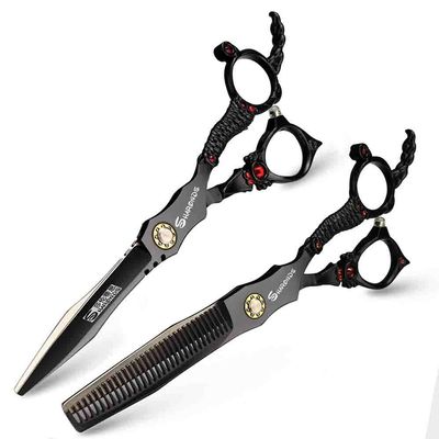 Hair Cutting Scissors, Japan 440c 6 inch hair scissors belong to the hairdresser's professional scissors professional hairdressing scissors BY KKZY (Color : Scissors set)