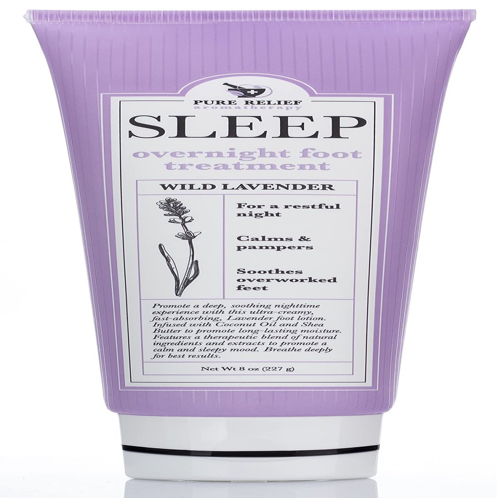 Pure Relief Relaxing Foot Lotion Moisturizer Cream For Dry Feet Lavender Foot Care Cream W/Shea Butter, Aloe, & Coconut Oil W/Soothing Scent, Pedicure Supplies, 8 Oz