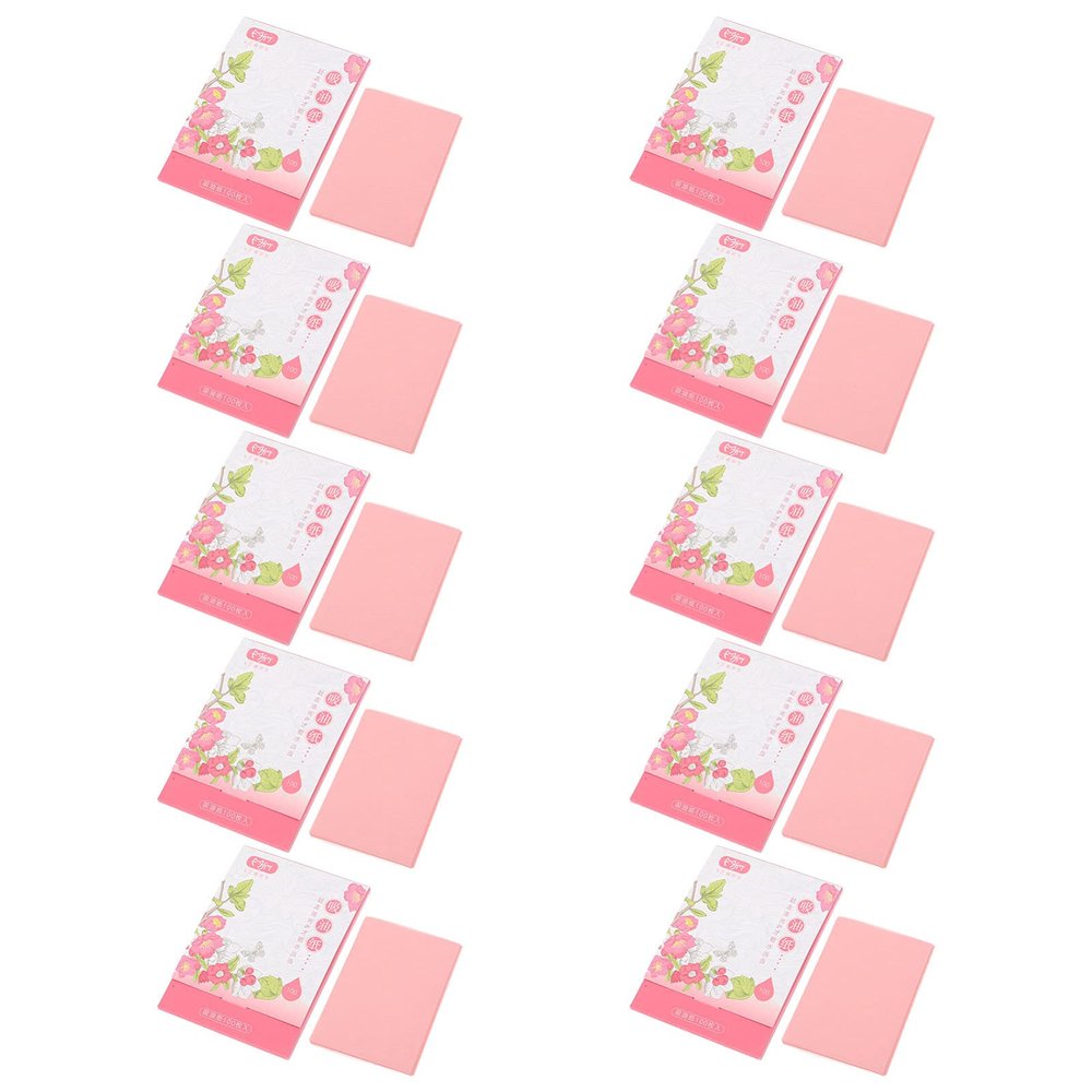 Lurrose 10 Boxes Oil Blotting Sheets Portable Oil Absorbing Paper Tissue for Facial Make Up Skin Care Supplies Pink