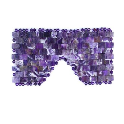 Amethyst Eye Mask for Fatigue Reduction Stress Relief 100% Amethyst Gemstone Cooling Eye Mask Lined w/Beads (Amethyst)