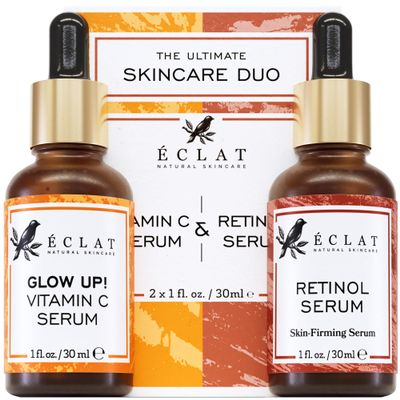 Eclat Skincare Face Serum Set  Vitamin C & Retinol Serum for Face - Anti Wrinkle, Dark Spots, Hydrating Facial Routine  2 Pack Anti Aging Skin Care Set