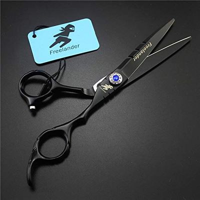 Hair Cutting Scissors, 6 Inch Pure Black Salon Hairdressing Scissors Haircut Scissors Flat Shear Thin Shear Hairdressing Knife BY KKZY (Color : Cutting scissors)