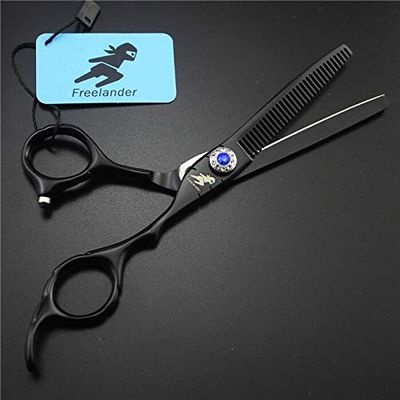 Hair Cutting Scissors, 6 Inch Pure Black Salon Hairdressing Scissors Haircut Scissors Flat Shear Thin Shear Hairdressing Knife BY KKZY (Color : Thinning scissors)