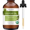 velona USDA Certified Organic Castor Oil - 4 fl oz (With Dropper) | For Hair, Boost Eyelashes, Eyebrows | Cold pressed, Natural Oil USP Grade | Hexane Free view 1