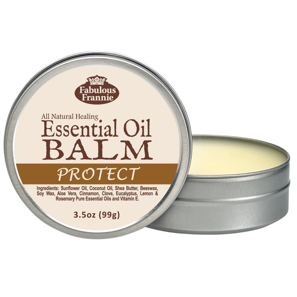 Fabulous Frannie Protect Healing Balm Made with Pure Essential Oils and Sunflower Oil, Coconut Oil, Shea Butter, Beeswax, Soy Wax, Aloe Vera 3.5oz Tin