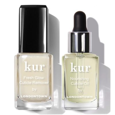 LONDONTOWN Cuticle Saver Set  Gently Remove Cuticle Buildup & Hydrate with Fresh Glow Remover and Nourishing Oil for Soft, Healthy-Looking Nails, .4 fl oz